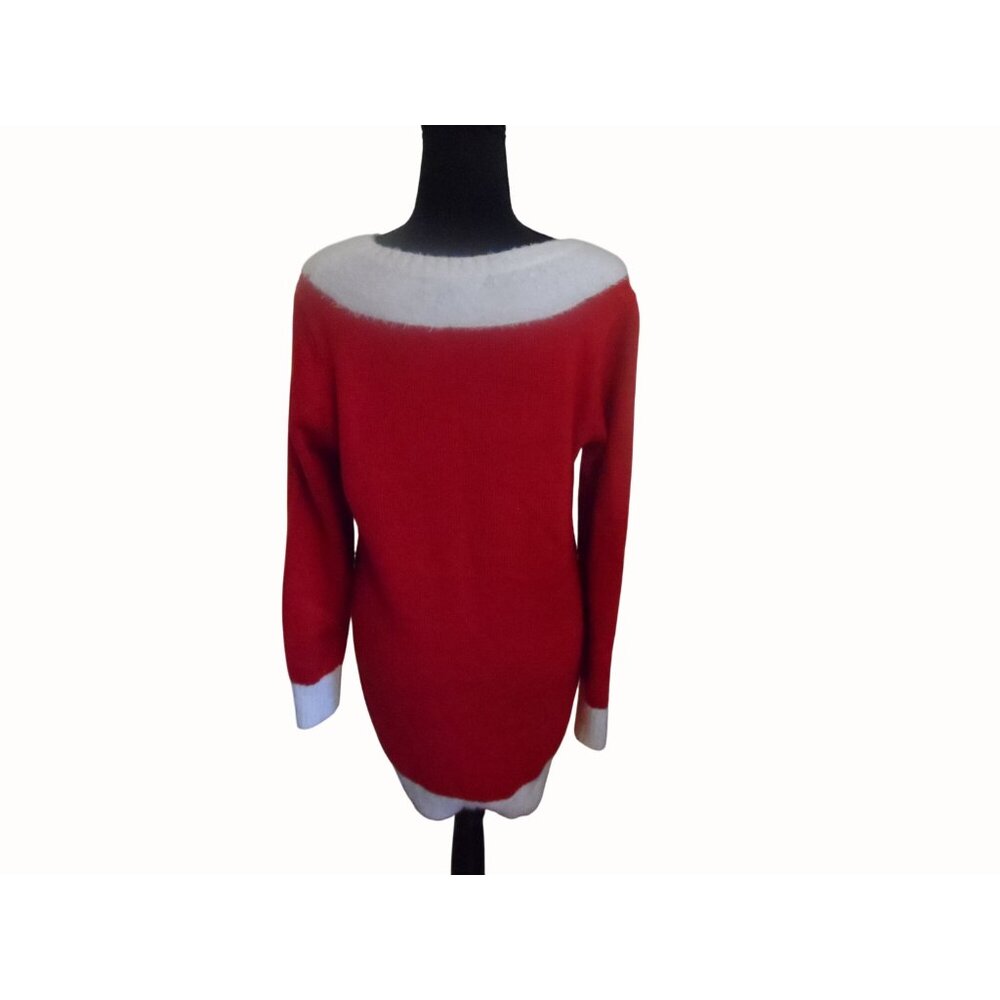 Santa Claus Sequin Christmas Sweater Tunic or Dress Womens Size M - Picture 3 of 9